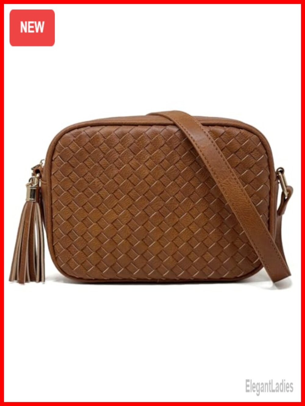 Small Woven Crossbody Bag Faux Leather Boho Purse with Roomy Space